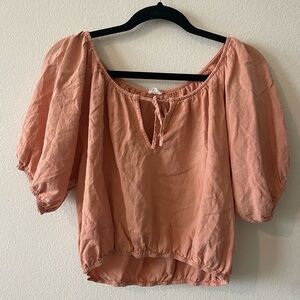 Wilfred free peach puff sleeve cropped short sleeve blouse